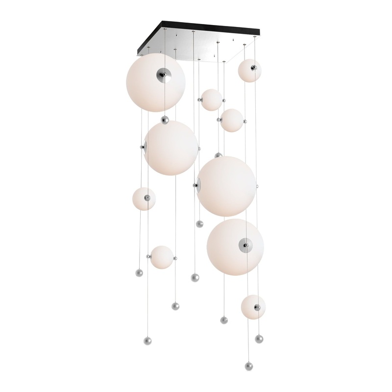 Abacus 10-Light Square LED Pendant Sterling Opal Glass (GG)