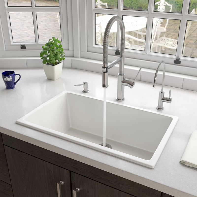 ALFI brand AB3018UD-W 30″ White Undermount / Drop In Fireclay Kitchen Sink
