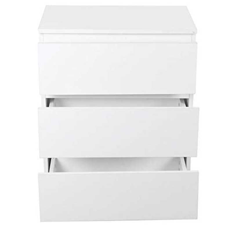 Dsrgwe Comodini Tavolo Notturno 3 Cassetti Cabinetto Comodino Comodino Alto Lucido per Camera da Letto Mobili Bianchi