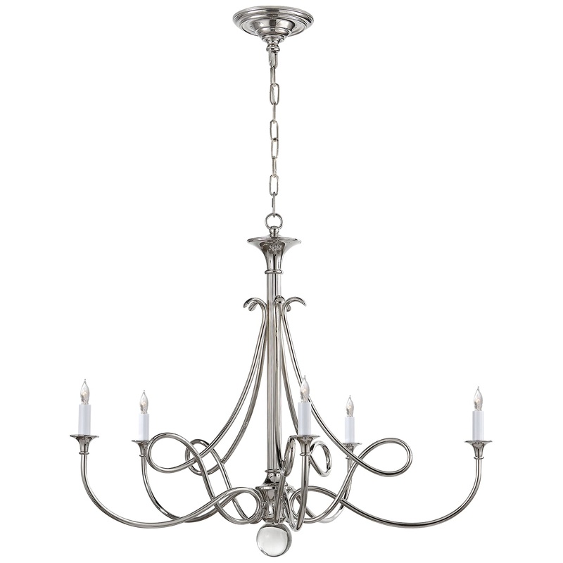 Five Light Chandelier from the Double Twist Collection in Polished Nickel Finish by Visual Comfort Signature