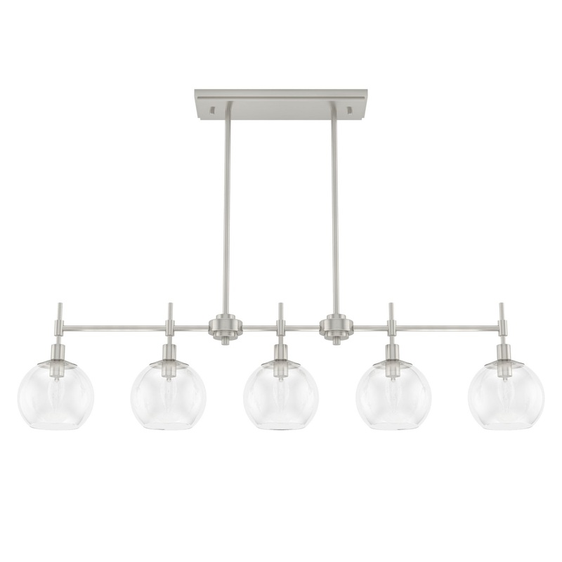 Five Light Linear Chandelier from the Xidane Collection in Brushed Nickel Finish by Hunter