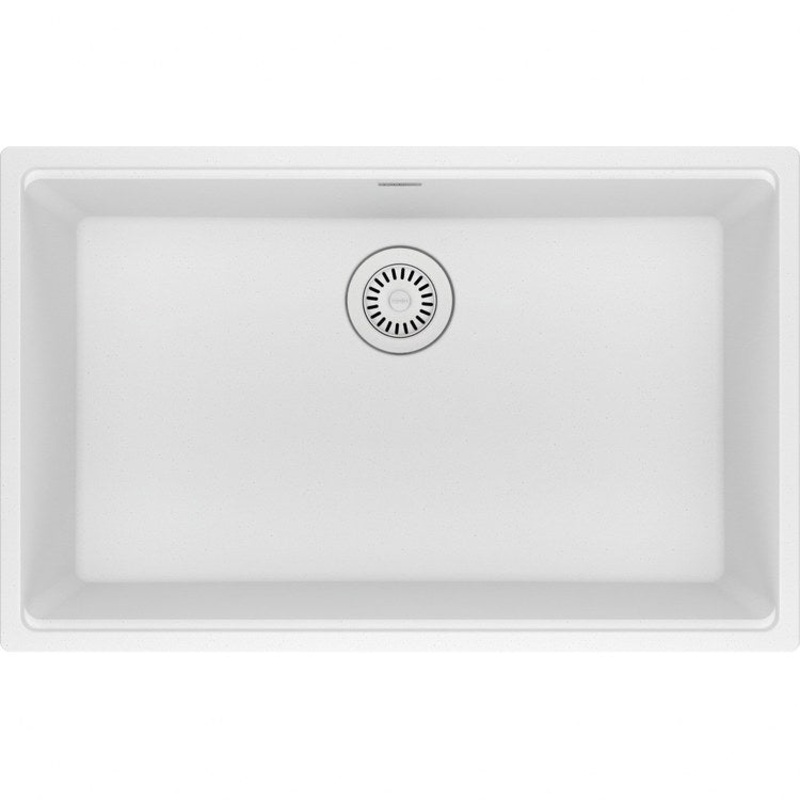 Kitchen Sink Maris 30 x 19 Inch 1 Bowl Polar White Undermount Rectangular Granite
