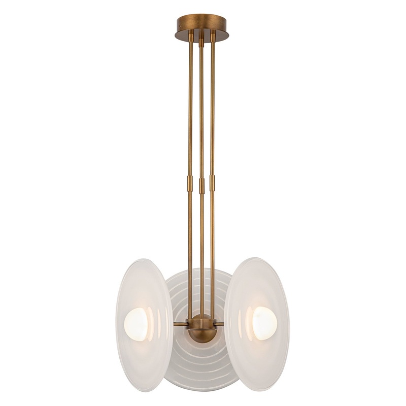 LED Pendant from the Harbour Collection in Vintage Brass/Glossy Opal Glass Finish by Alora
