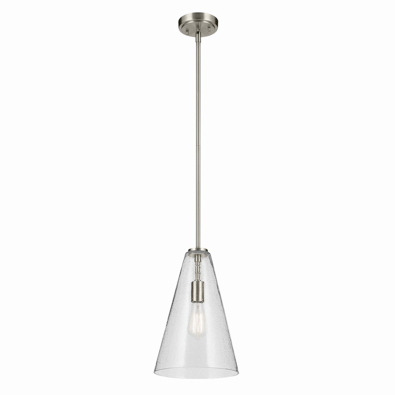 One Light Pendant from the Everly Collection in Brushed Nickel Finish by Kichler