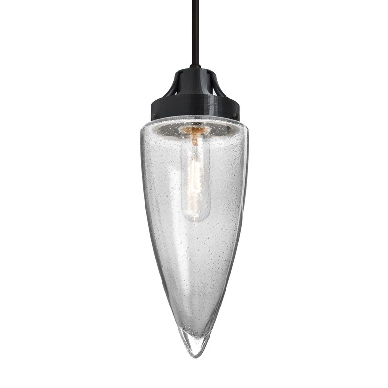 One Light Pendant from the Sulu Collection in Black Finish by Besa