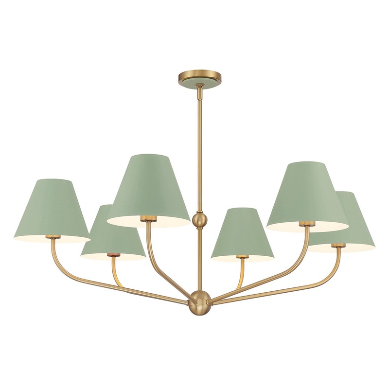 Six Light Chandelier from the Xavier Collection in Vibrant Gold/Green Finish by Crystorama