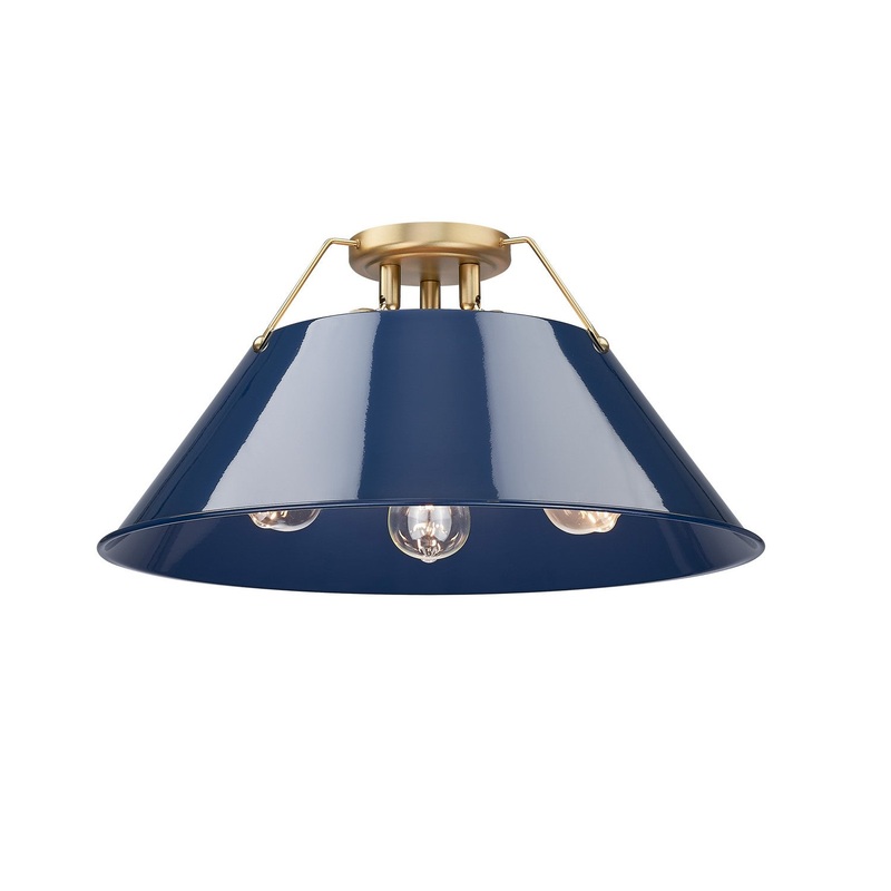 Three Light Flush Mount from the Orwell Collection in Brushed Champagne Bronze Finish by Golden