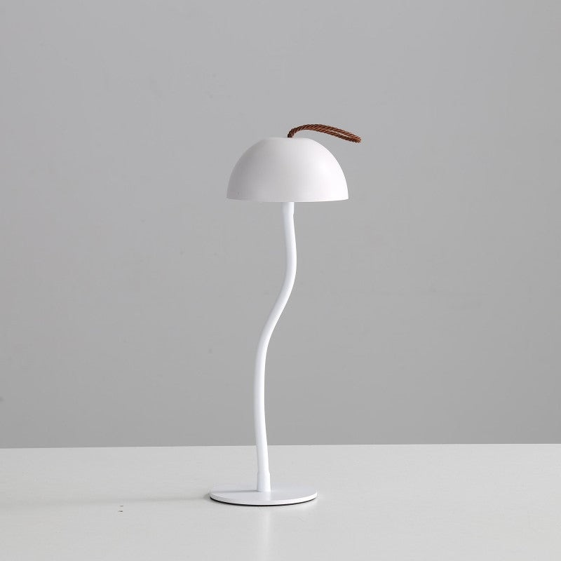 White Sleek Minimalist LED Mushroom Table Lamp – Rechargeable 3-Color Touch Control, Bar & Ambient Light