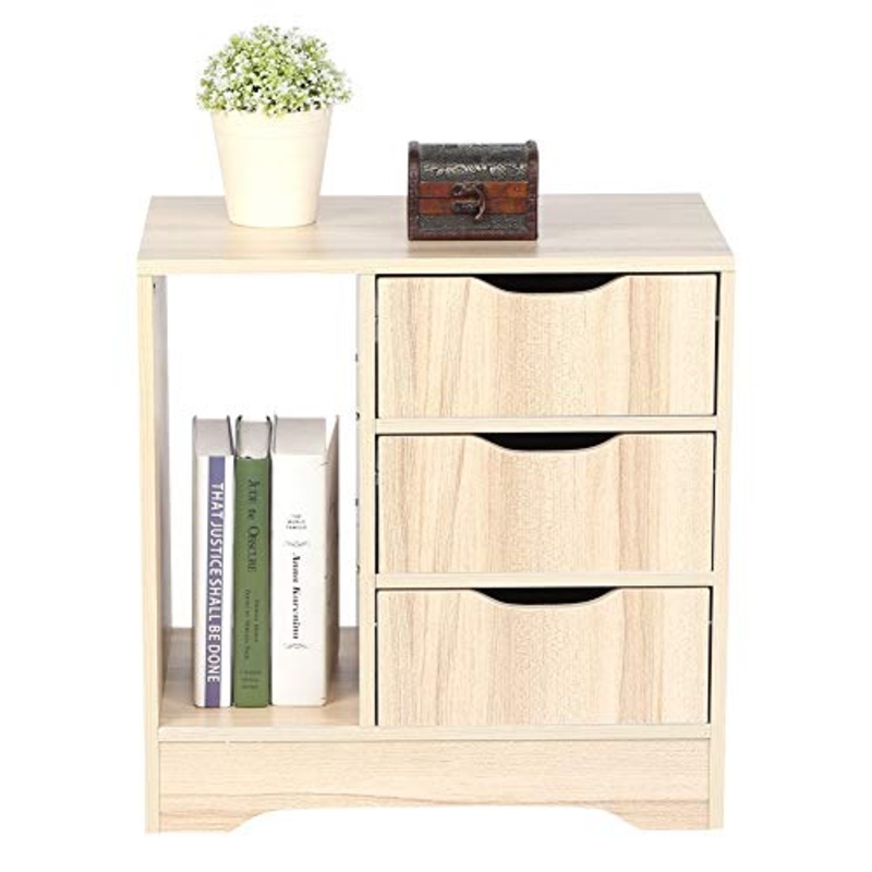 YCSD Moderno semplicit Cassetto del Comodino Cassetto del Cassetto di 3 Cassetti Camera da Letto Mobili da Tavolo Alta Gloss (Beige)