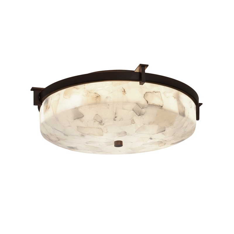 16″ Flush-Mount from the Alabaster Rocks! Collection in Dark Bronze Finish by Justice Designs