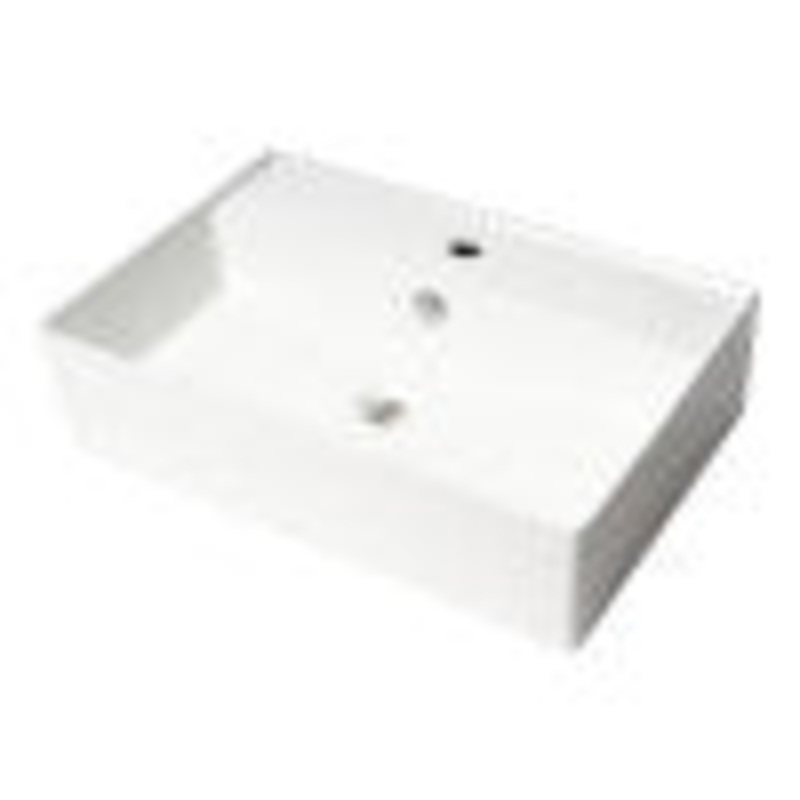 ALFI brand ABC901-W White 24″ Modern Rectangular Above Mount Ceramic Sink with Faucet Hole