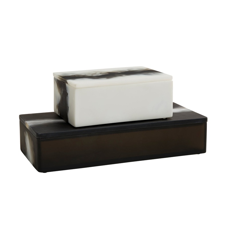 Arteriors 5623 Holliees Boxes, Set of 2 Black & White