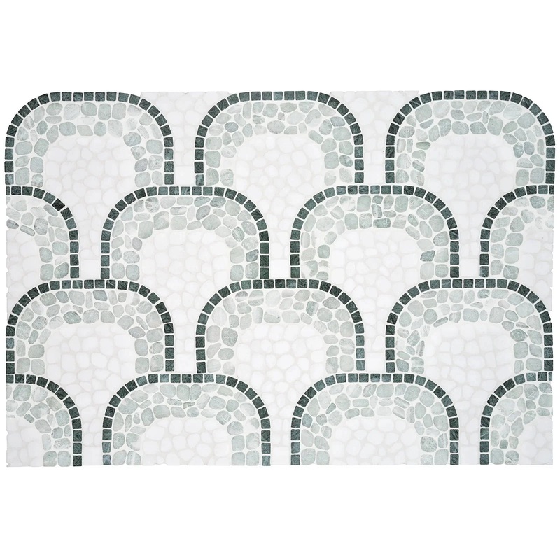 Cabana Jade Flow – Patterned Pebble Tumbled Marble Mosaic 1 Sheet = .829 Sqft