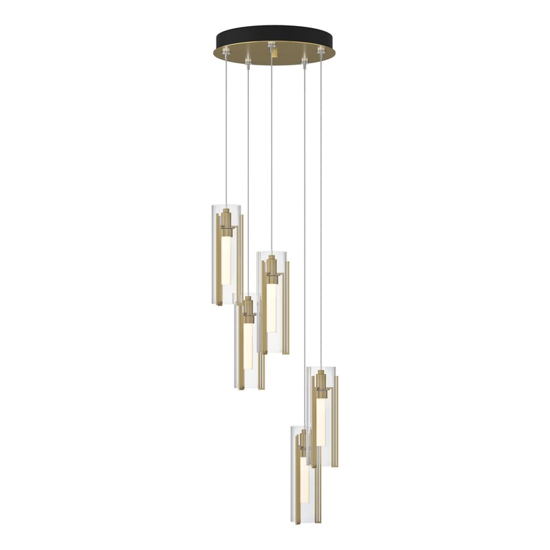 Exos Glass 5-Light Pendant Modern Brass Clear Glass (ZM)