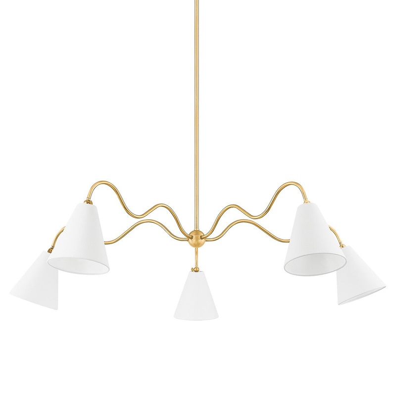 Five Light Chandelier from the Onda Collection in Aged Brass Finish by Mitzi