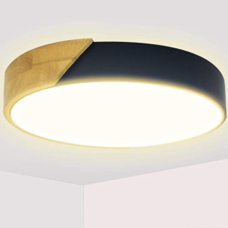 Kimjo Plafoniera LED 24W 2400LM Lampada da Soffitto LED Moderno Bianco Caldo 3000K 30CM Plafoniera LED Legno per Cucina Camera da letto Sala Soggiorno Corridoio Ufficio Cantina
