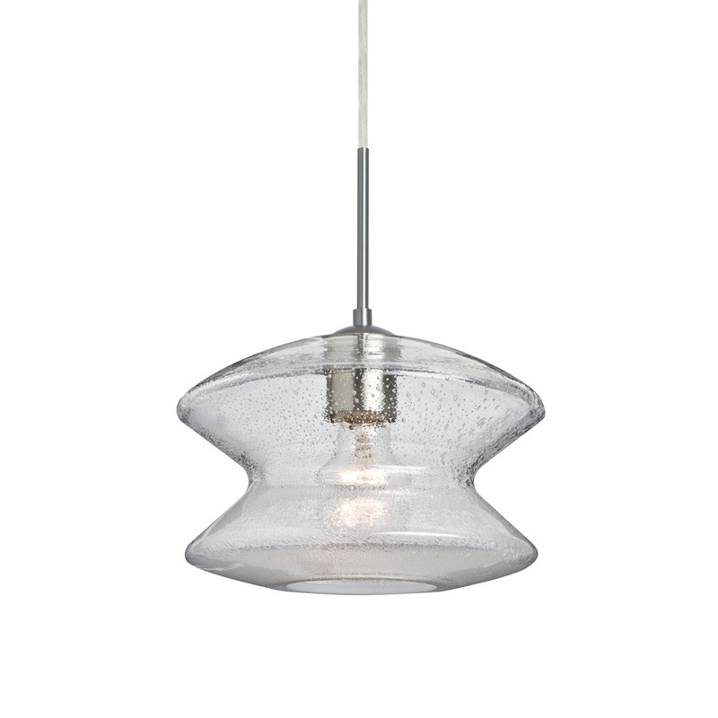 One Light Pendant from the Zen Collection in Satin Nickel Finish by Besa
