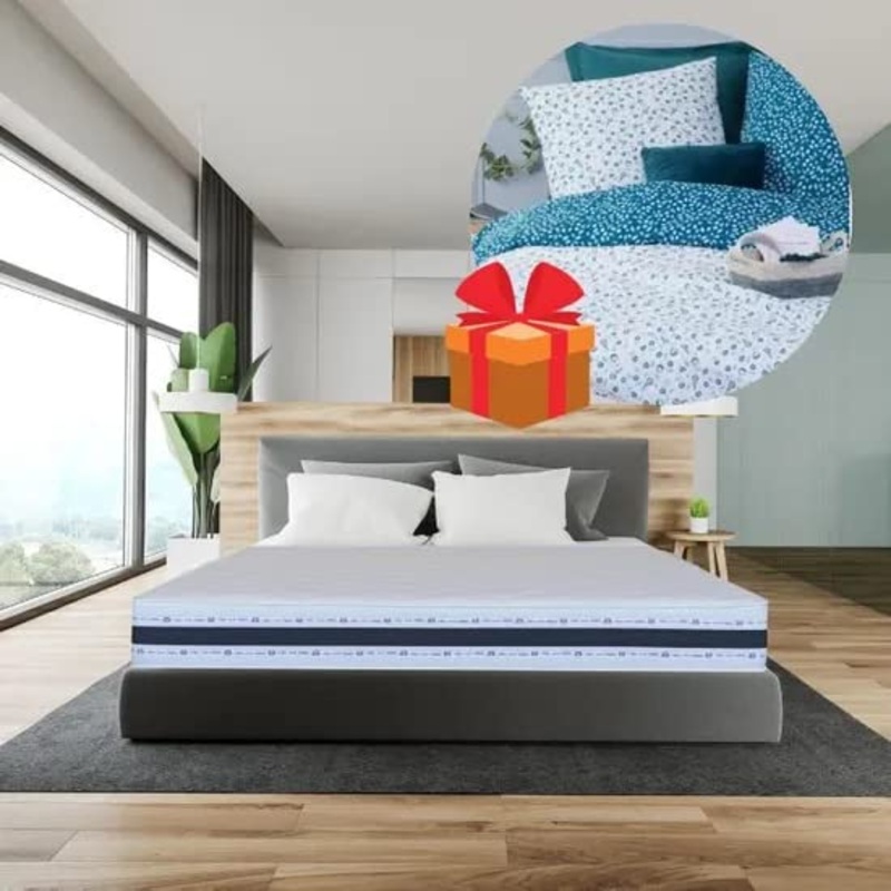 Sleepers – Materasso 140×190 cm Memory Foam bilanciato con altezza 22 cm, Alta densit, 3D ultra traspirante, Memory Foam e mousse ergonimica, reversibile, 9 zone di supporto, Letto matrimoniale