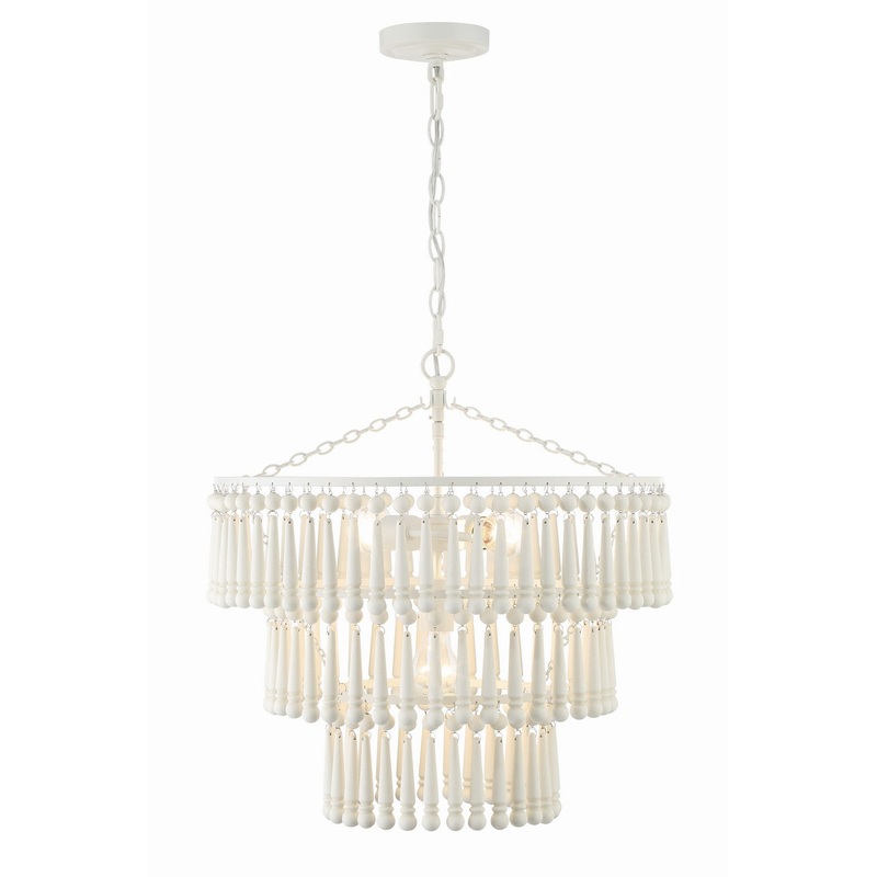 Three Light Pendant from the Tiana Collection in Matte White Finish by Crystorama