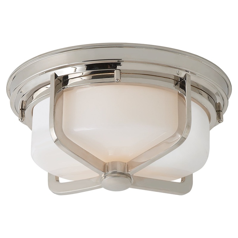 Two Light Flush Mount from the Milton Collection in Polished Nickel Finish by Visual Comfort Signature