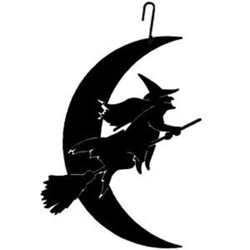Village Wrought Iron HOS-219 Witch Moon Decorative Hanging Silhouette