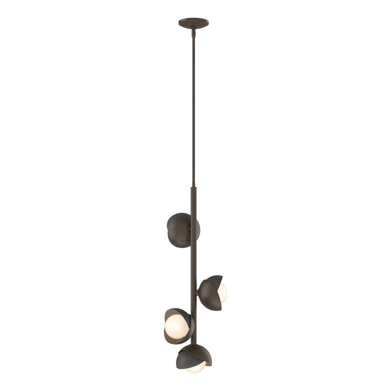 Brooklyn 4-Light Double Shade Vertical Pendant Bronze Natural Iron