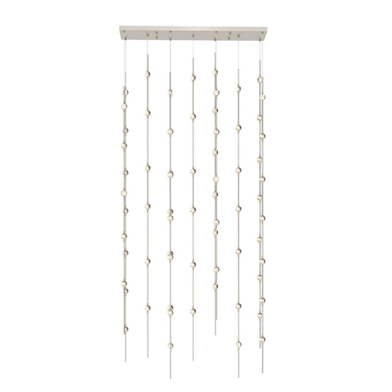 Constellation Andromeda 36″ Rectangle LED Pendant Satin Nickel with Clear Faceted Acrylic 3000K 20′ Adjustable Cord