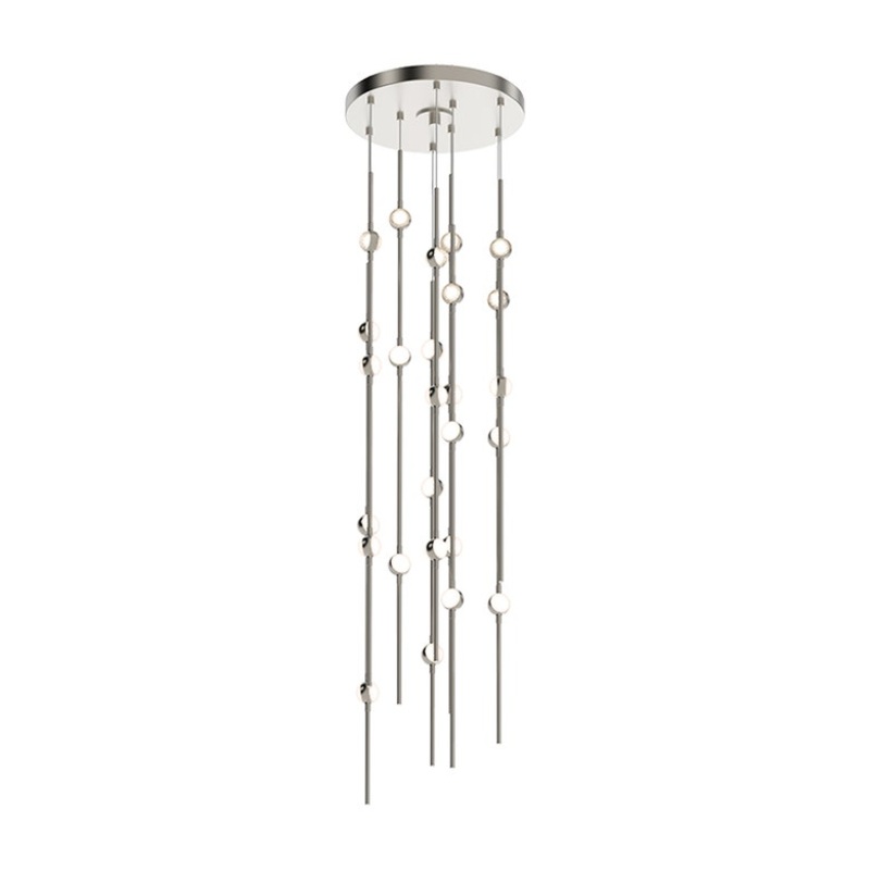 Constellation Andromeda Short 12″ Round LED Pendant Satin Nickel with White Optical Acrylic 2700K 10′ Adjustable Cord