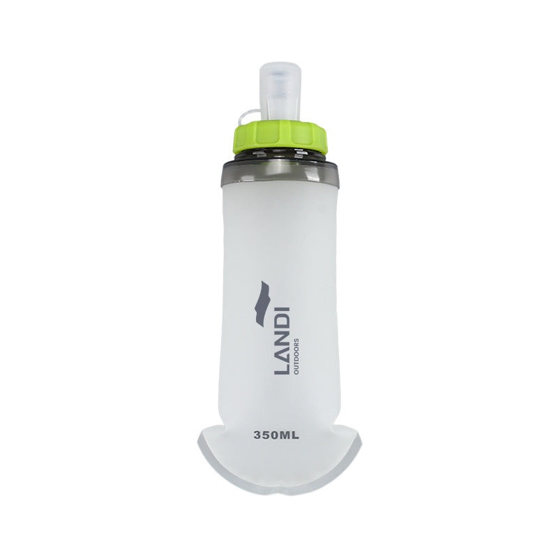 Green and White Ultra-Lightweight 350ml Soft Running Flask – BPA-Free Collapsible TPU Water Bottle for Hiking, Cycling & Outdoor Sports