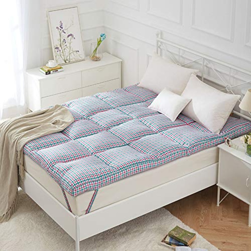 Nileco Coperchio per Materasso Trapuntato con Cinghie,Morbido Tatami Tappetino, Pieghevole Rotolo da Letto Giapponese umidit-Prova Materasso Futon per La Casa-a King
