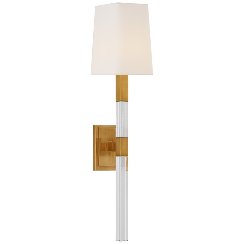 One Light Wall Sconce from the Reagan Collection in Antique-Burnished Brass And Crystal Finish by Visual Comfort Signature