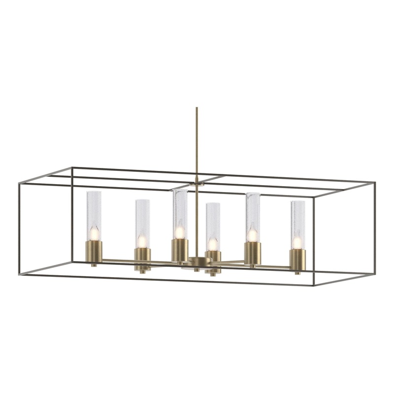Portico Pendant Soft Gold Dark Smoke Seeded Clear Glass (II)