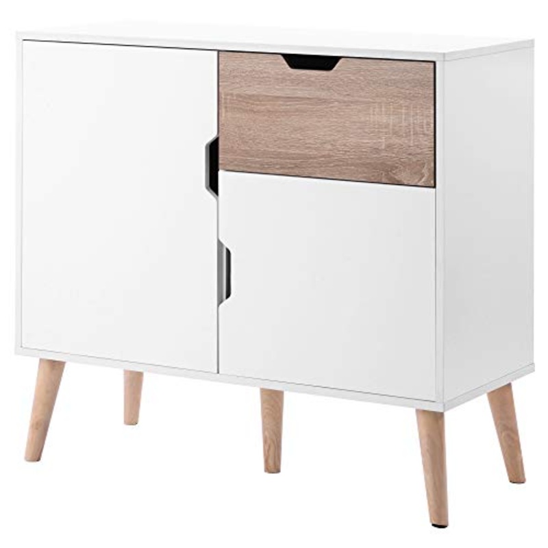 Q-HL Comodino Armadio per Stoccaggio da Cucina Cabina Armadio per Camera da Letto Soggiorno Sala da Pranzo con 1 Cassetto E 2 Ante – 89 * 39 * 82,5 Cm
