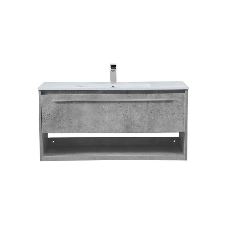 Single Bathroom Floating Vanity from the Kasper Collection in Concrete Grey Finish by Elegant Lighting