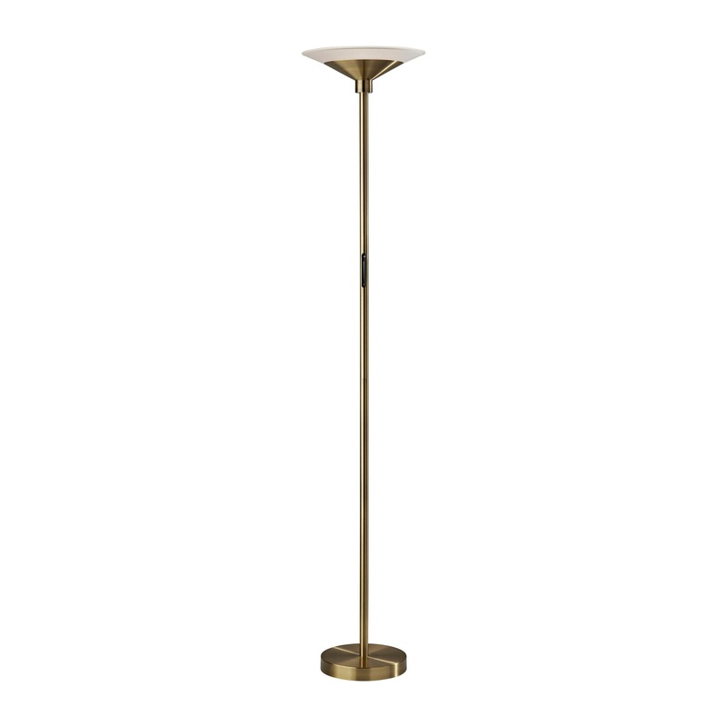 Solar LED Torchiere Antique Brass