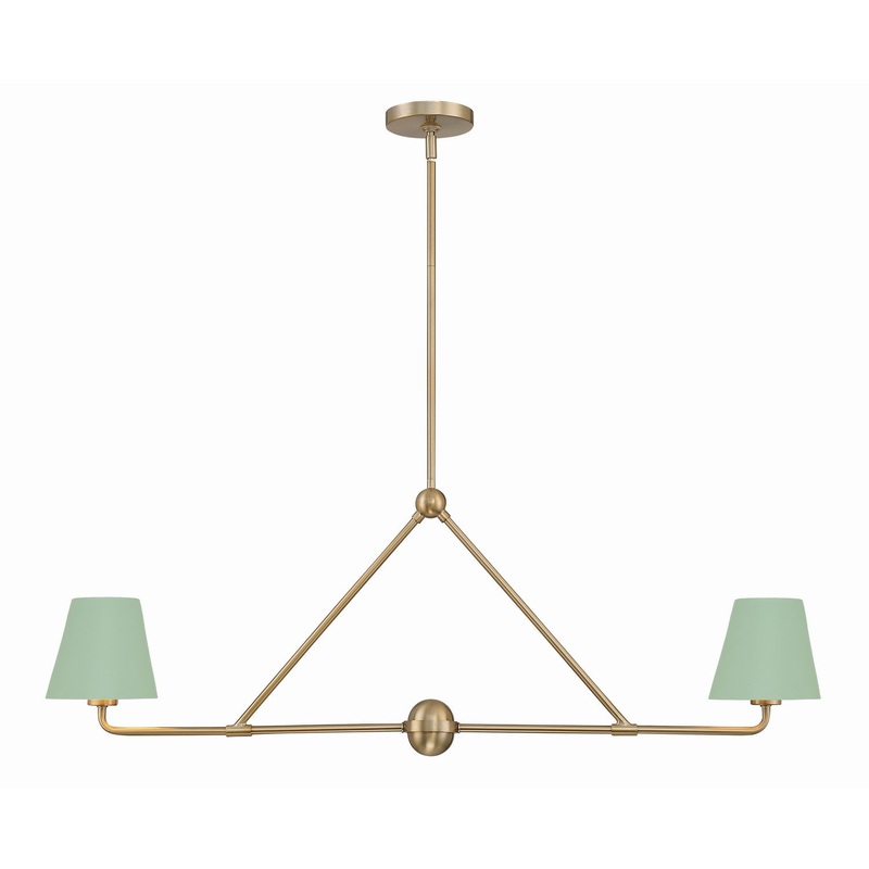 Two Light Chandelier from the Xavier Collection in Vibrant Gold / Green Finish by Crystorama