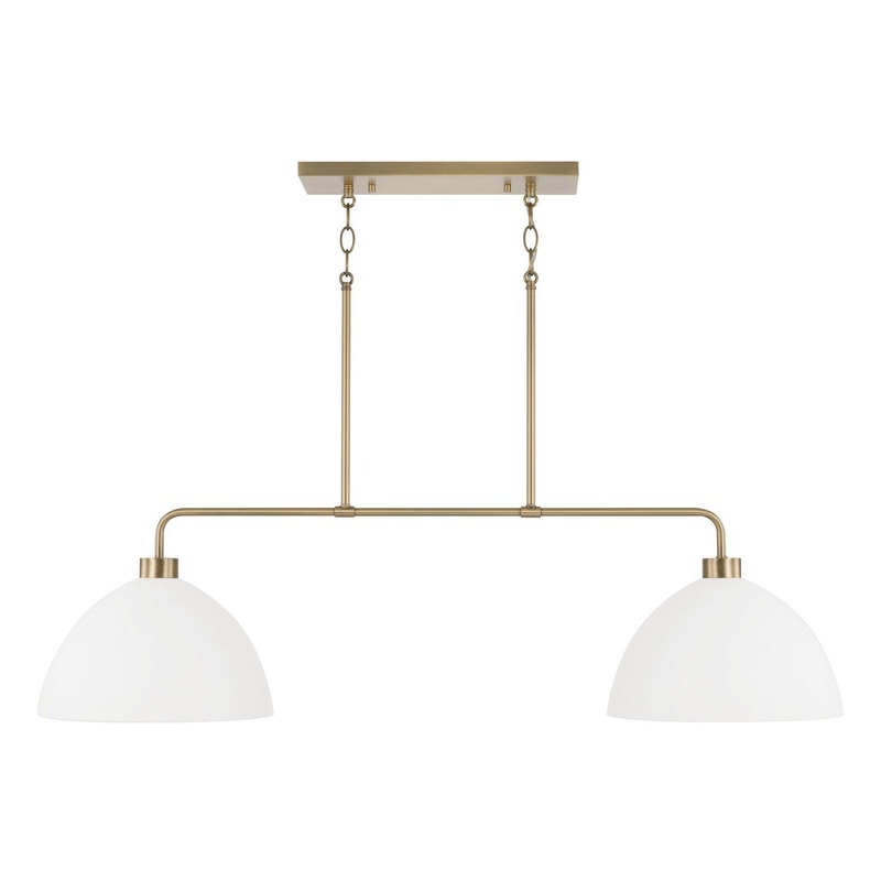 Two Light Island Pendant from the Ross Collection in Aged Brass and White Finish by Capital Lighting