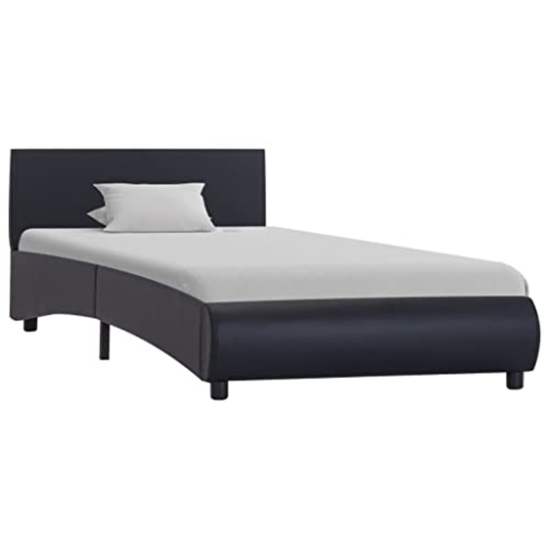 vidaXL Giroletto con LED Elegante Robusto Contemporaneo con Telecomando Telaio Imbottito Struttura Letto Nero in Similpelle 100×200 cm