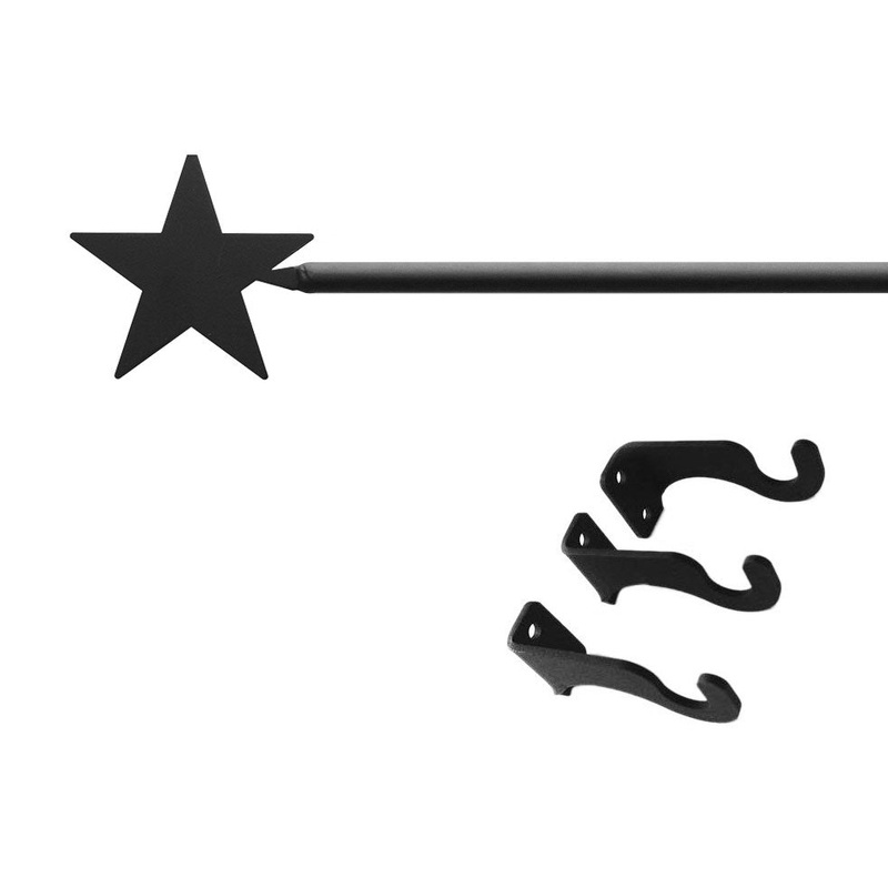 Village Wrought Iron CUR-45-112-S Star Curtain Rod LG (Hardware is INCLUDED)