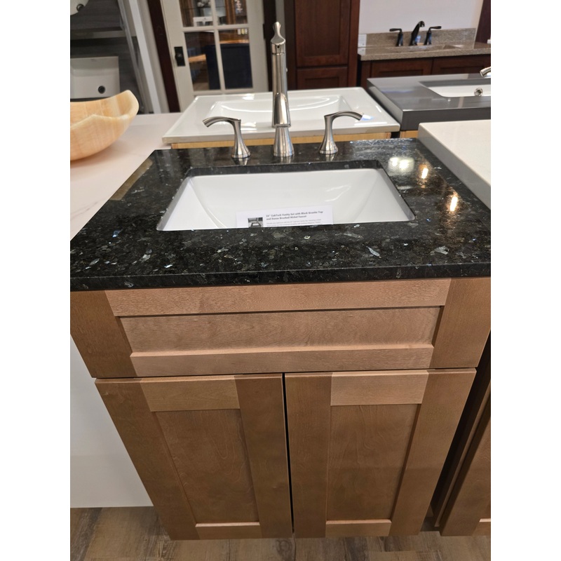 24″ CabTec Vanity Set with Black Granite Top and Danze Brushed Nickel Faucet