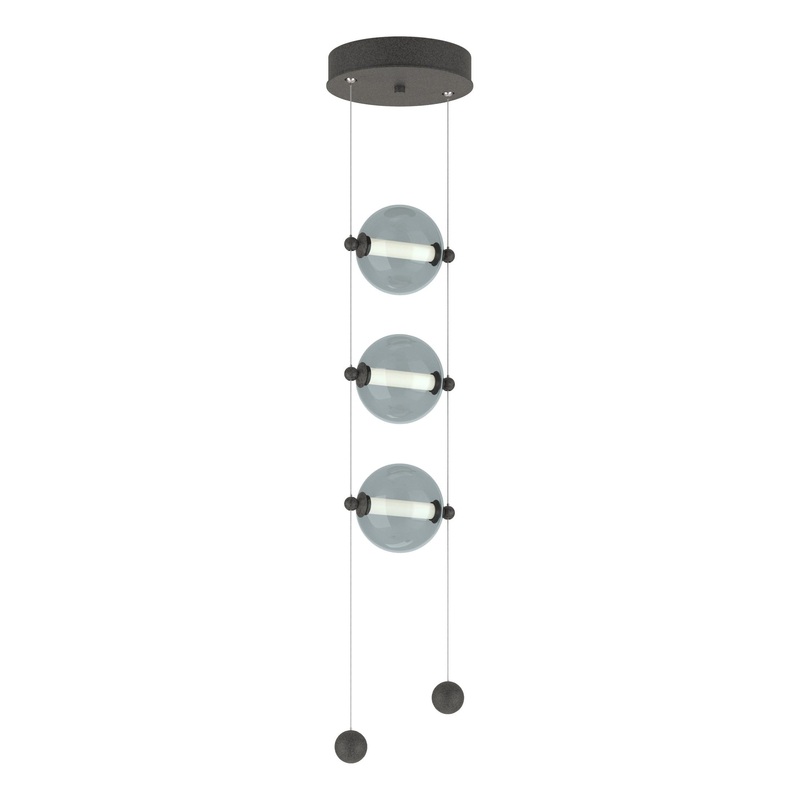 Abacus 3-Light LED Pendant Natural Iron Cool Grey Glass (YL)