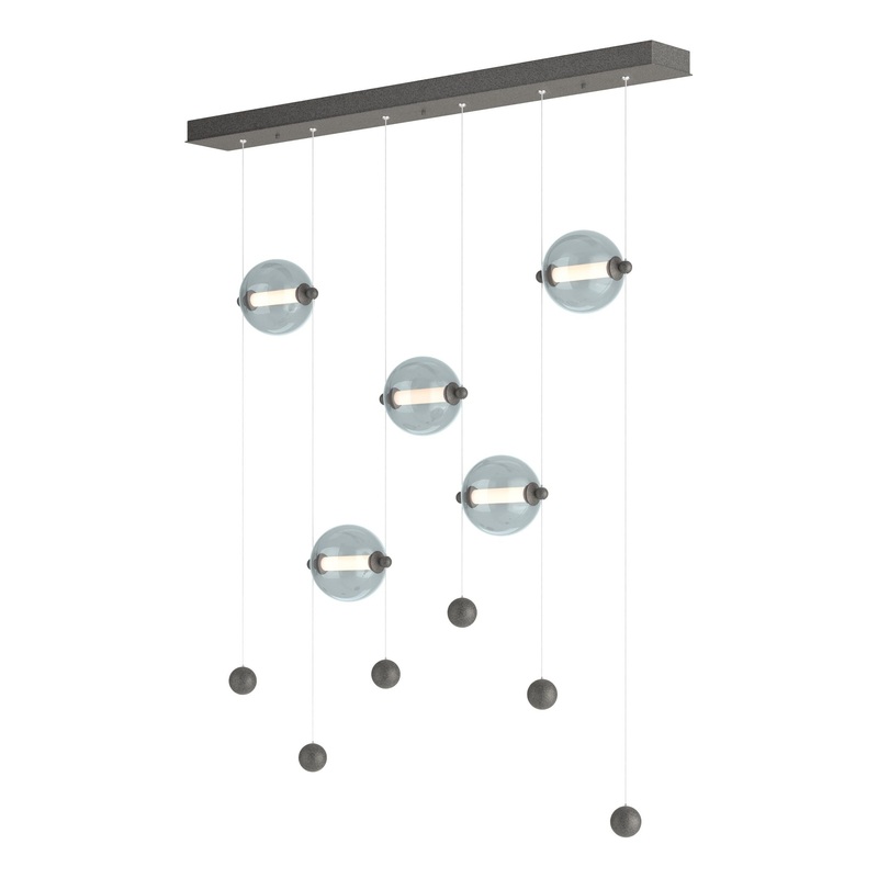 Abacus 5-Light LED Pendant Natural Iron Cool Grey Glass (YL)