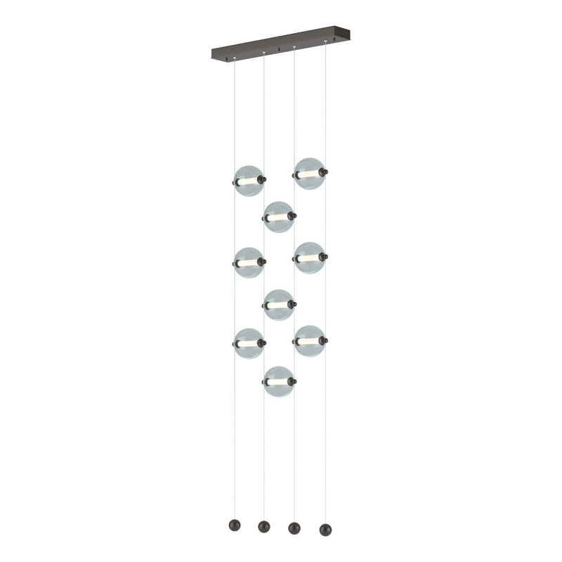 Abacus 9-Light Ceiling-to-Floor LED Pendant Oil Rubbed Bronze Cool Grey Glass (YL)