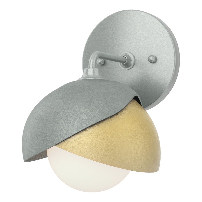 Brooklyn 1-Light Double Shade Bath Sconce Vintage Platinum Modern Brass