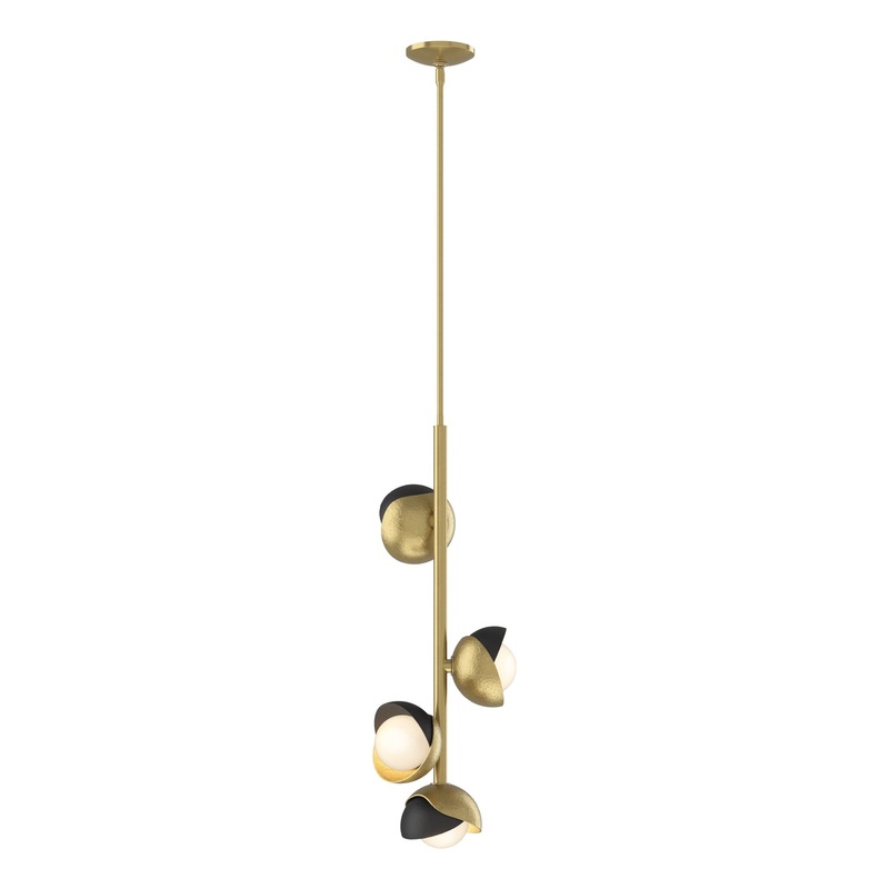 Brooklyn 4-Light Double Shade Vertical Pendant Modern Brass Black