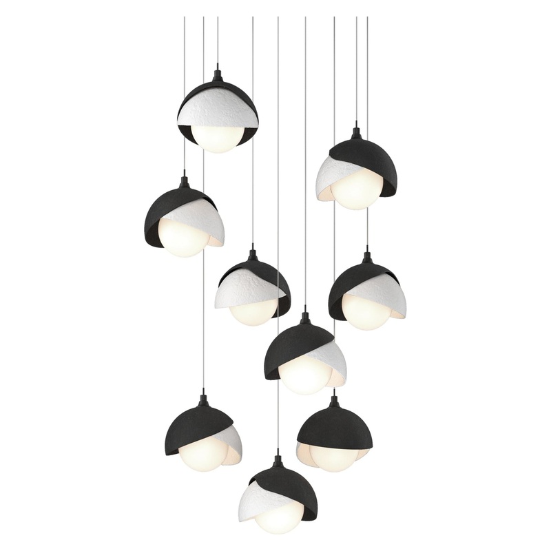 Brooklyn 9-Light Double Shade Pendant Black White