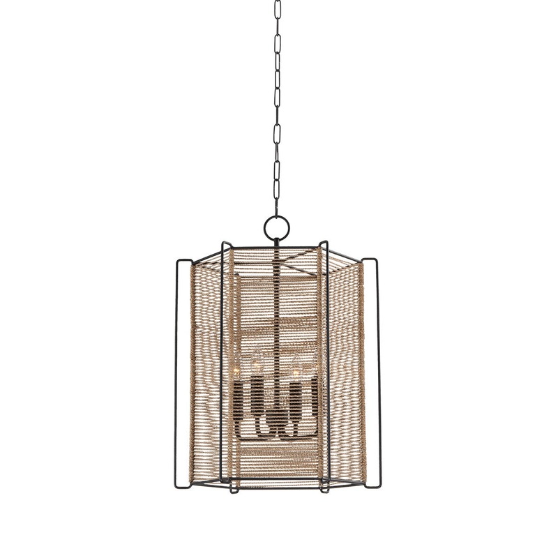 Four Light Lantern from the Ramon Collection in Textured Black Finish by Troy Lighting