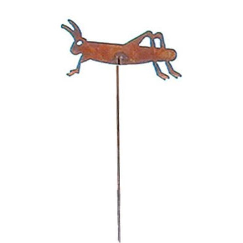 Village Wrought Iron RGS-16 Grasshopper Rusted Garden Stake
