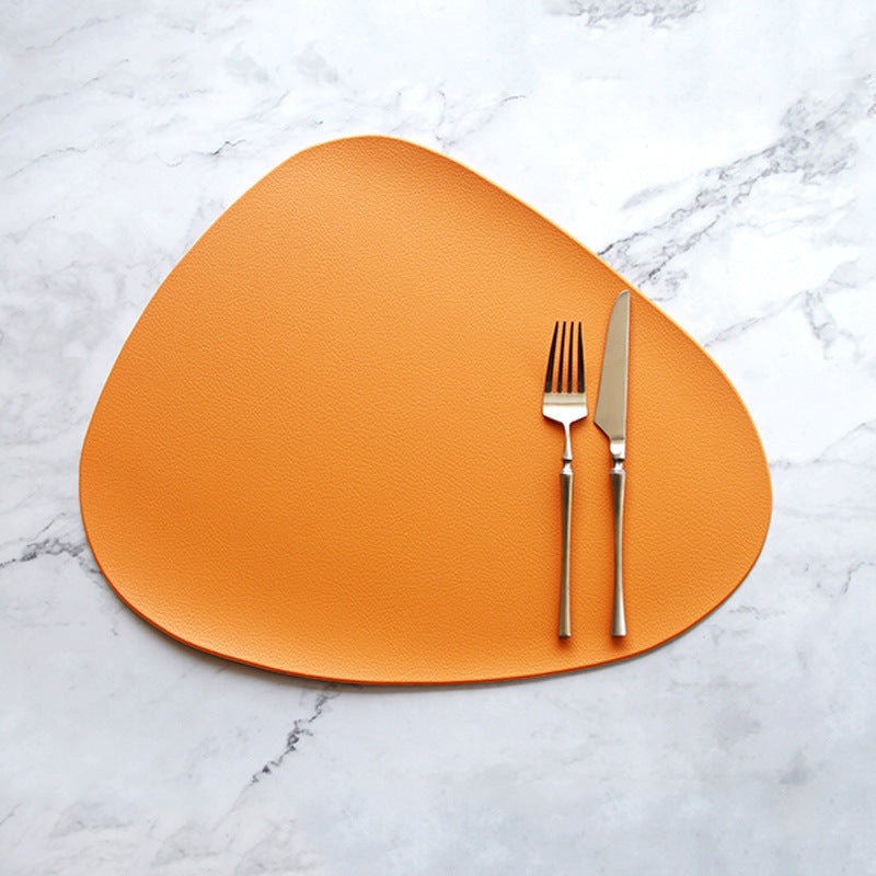 4 Pcs Orange Nordic-Style PVC Leather Placemats Set of 4 – Waterproof, Heat-Resistant, and Oil-Proof Triangular Table Mats