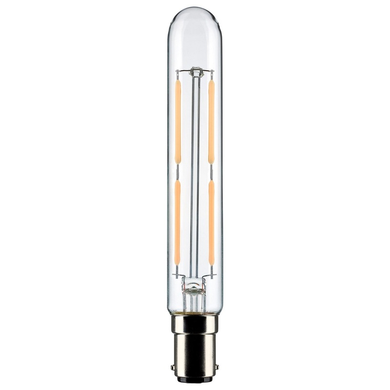4 Watt T6.5 LED – Clear – Double Contact Bayonet Base – 3000K – 400 Lumens – 120 Volt Light Bulb by Satco